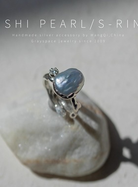 原创keshi珍珠莫桑钻纯银戒指