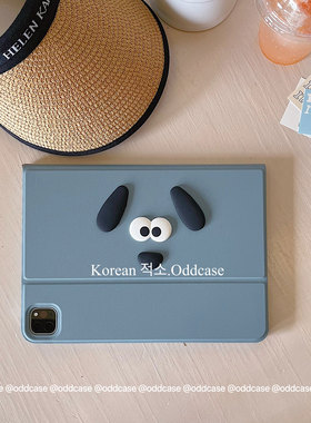 odd「ins小众雾蓝色小狗」ipad平板11代/air2025/A16全包保护套 无笔槽书本式翻盖pro11/10.2/10.9寸/mini7壳