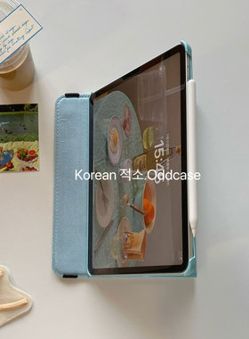odd 「海盐蓝色」ins书本式皮套翻盖壳 平板pro11/2024/air6/pro13寸旋转保护套 ipad9代/10.2/10.9寸/mini6