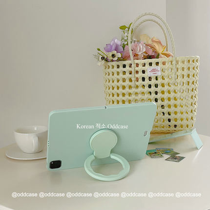 odd「夏日ins豆绿色」单后壳支架ipad平板保护套air6/7/11寸2025pro13壳苹果10.2/10代/10.9/mini全包软壳A16