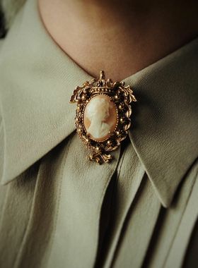 中古Vintage首饰Florenza古典宫廷感维多利亚风格胸针F28