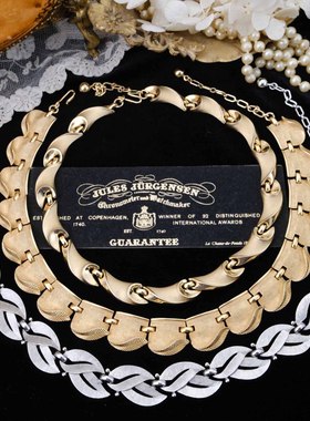 Vintage古董首饰Trifari Monet翠法丽莫奈Choke耳夹项链套装B43