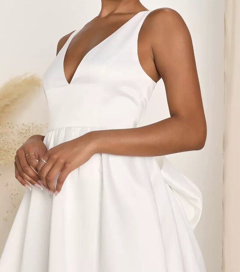 外贸单2026夏季新款百搭修身性感淑显瘦婚礼新娘蝴蝶结婚纱连衣裙