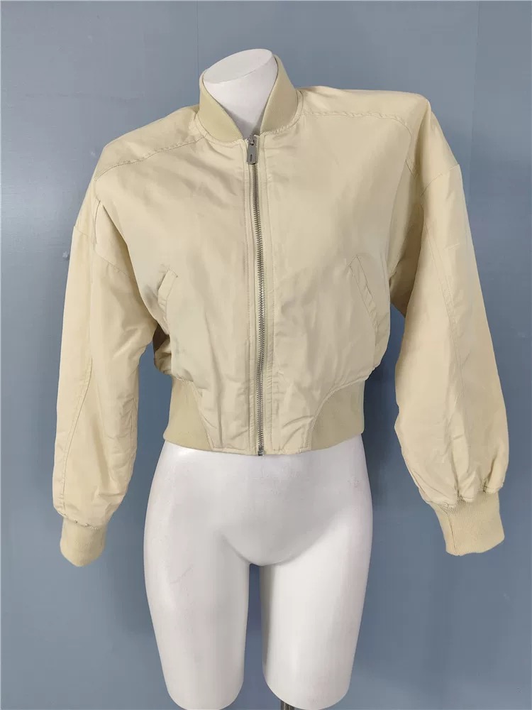 外贸单夹棉春季新款百搭个性休闲女士简约时尚夹克飞行员短款外套
