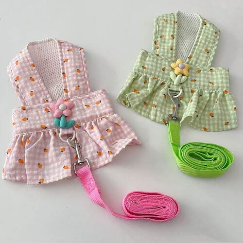 宠物春夏季薄款背心连衣裙可挂牵引绳泰迪比熊小型犬裙子狗狗衣服