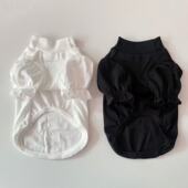 泡泡袖 宠物泰迪比熊小型犬狗狗猫咪家居衣服 黑白色内搭柔软打底衫
