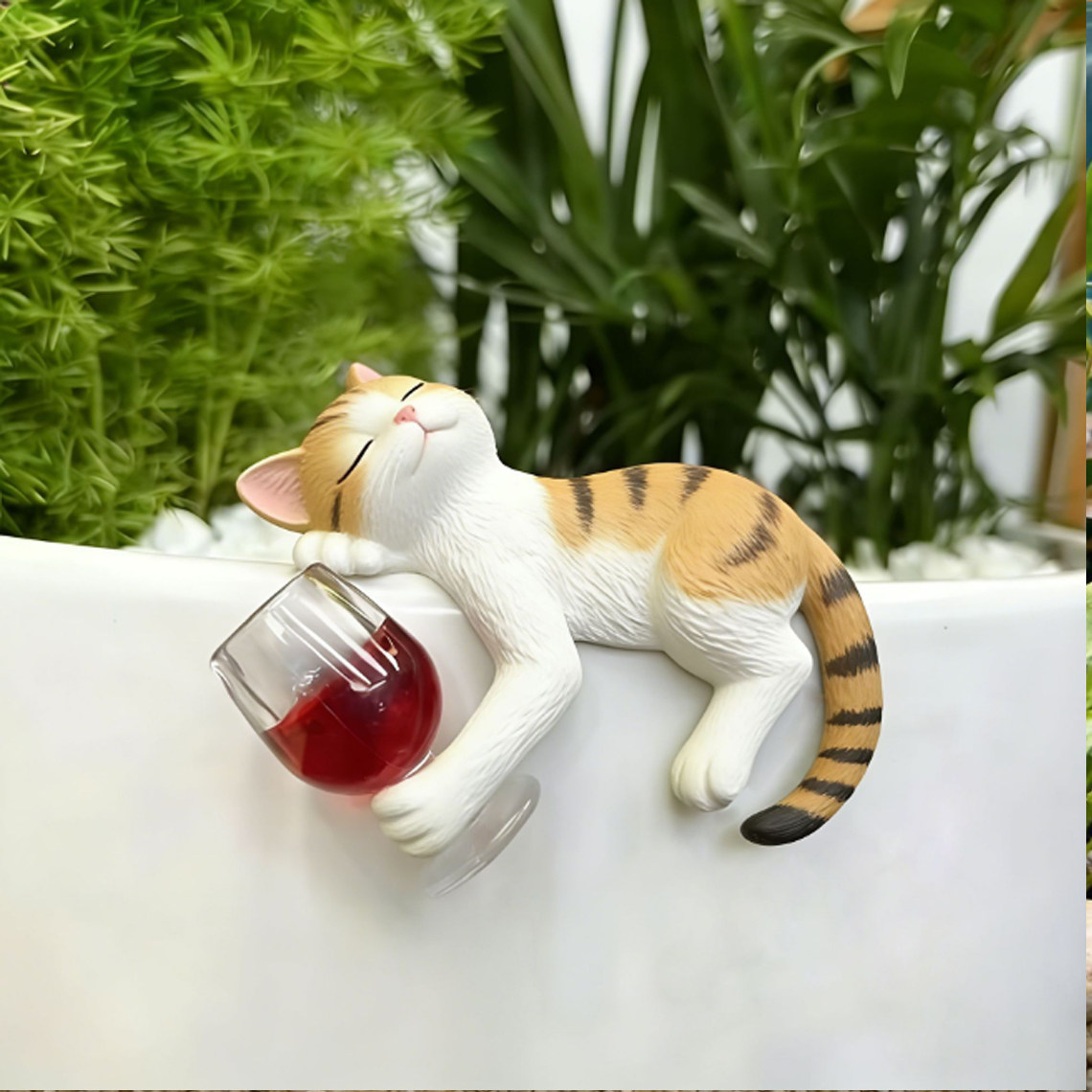 庭院花园阳台花盆摆件装饰创意猫小动物鱼缸花盆造景猫咪挂盆爬缸