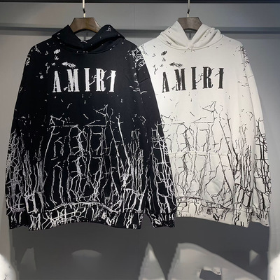 欧美潮牌AMIRI经典字母印花卫衣华棉秋冬男女宽松连帽衫