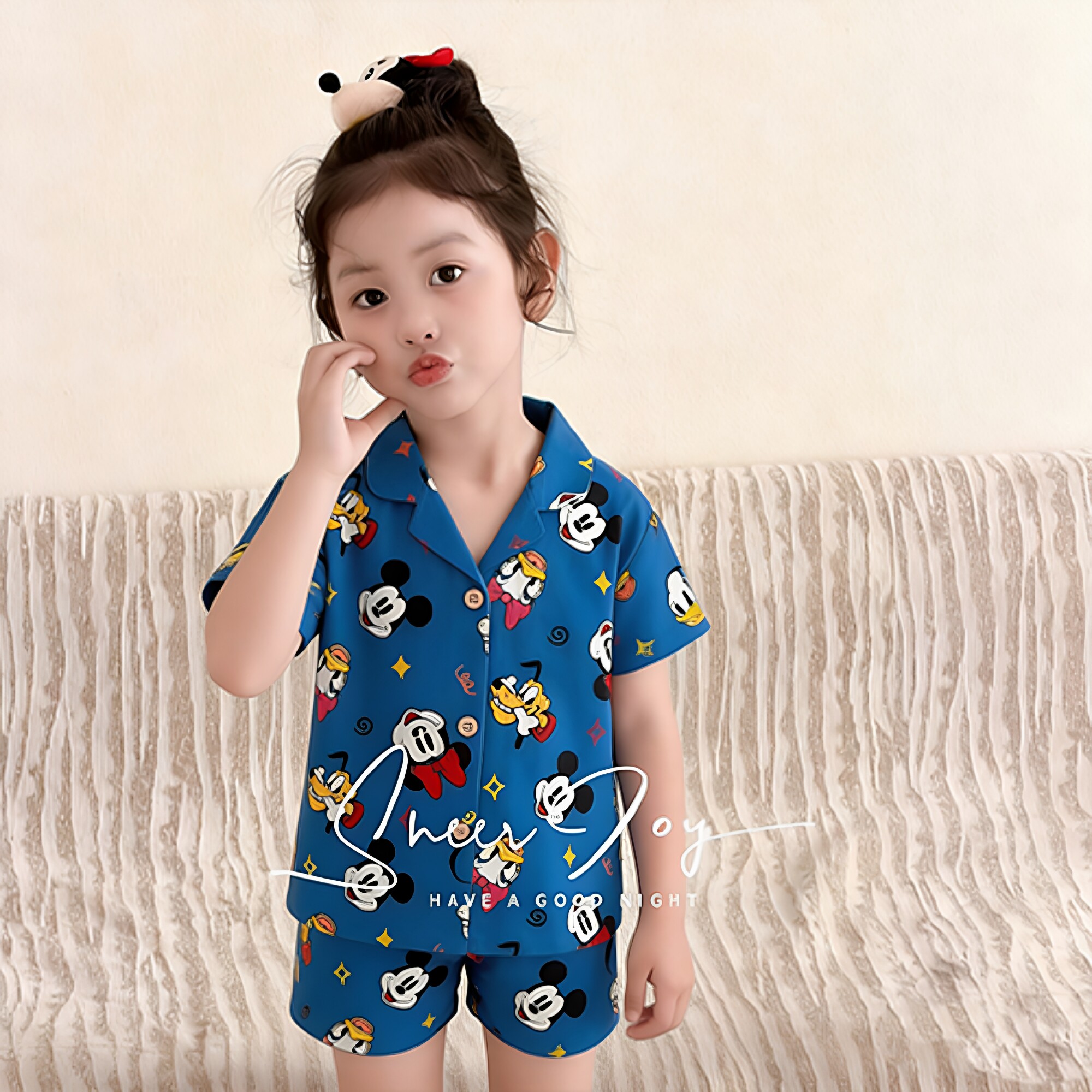 夏季新款短袖短裤宝宝儿童睡衣女童小孩子空调服中大童家居服套装
