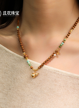 【元初项链】天然老山檀项链大气葫芦吊坠藏天地款珍珠送礼毛衣链