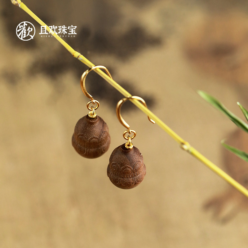 【止观耳环】天然老山檀黑肉沉水高级大气精致中式葫芦手作设计款,饰品/流行首饰/时尚饰品新,小众木作,淘宝优惠券,粉丝福利购,淘宝优惠卷