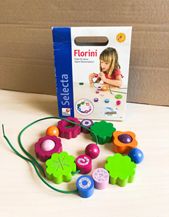 德国selecta 木质玩具florini 穿绳花朵玩具清仓