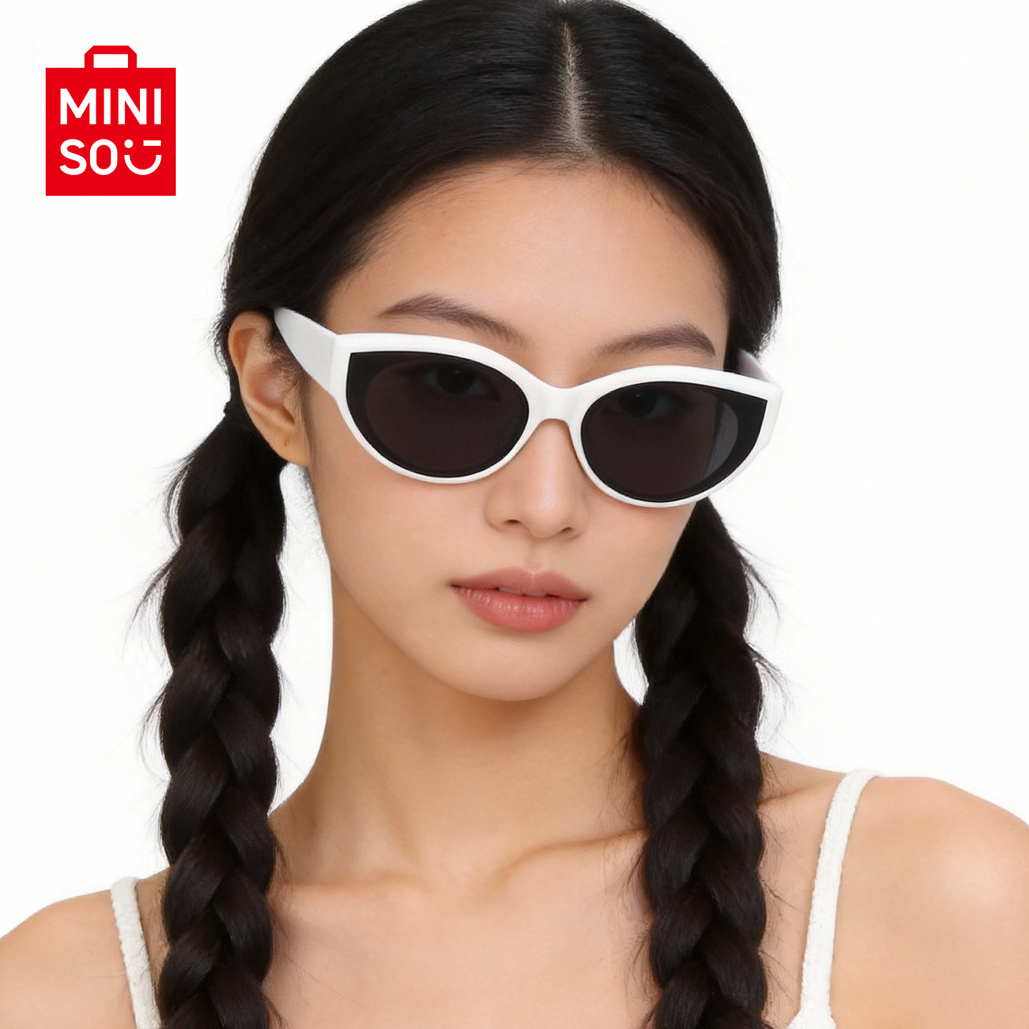 MINISO名创优品墨镜女复古辣妹猫眼小框眼镜方框防紫外线太阳镜