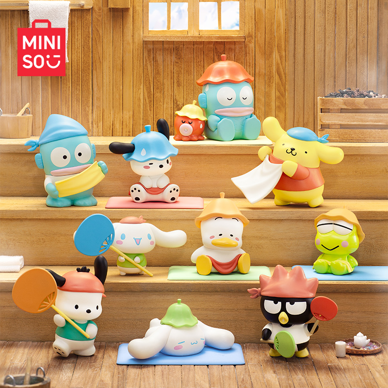 MINISO名创优品三丽鸥一起蒸桑拿系列盲盒公仔桌面摆件生日礼物女
