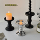 欧式 复古罗马柱烛台高级感轻奢桌面摆件家居装 饰氛围感玻璃蜡烛台