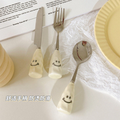 勺子高颜值刀叉餐具套装 学生个人专用食品级不锈钢可爱叉子三件套