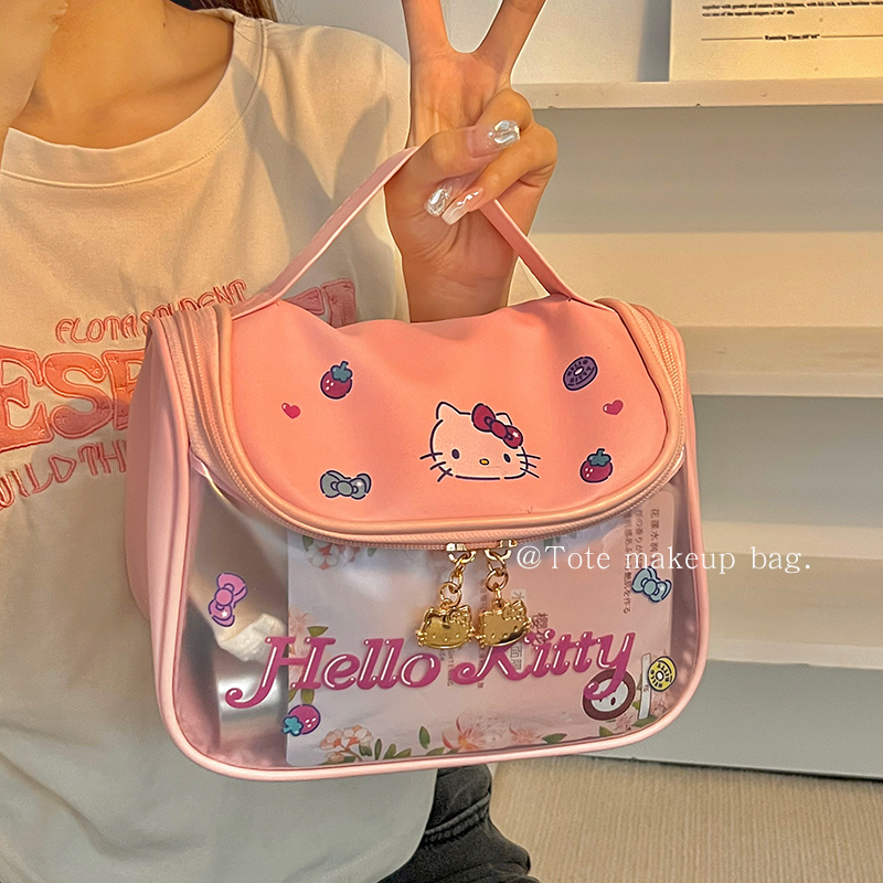 化妆包女2023新款便携可爱hellokitty化妆品收纳包大容量洗漱包