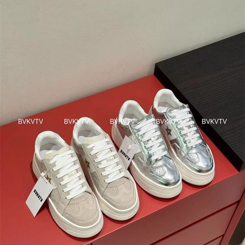 厚底五角星系带小白鞋板鞋女4cm