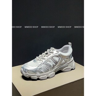 经典系列！物更好看！D家新款涂鸦网面运动鞋真皮厚底老爹鞋女