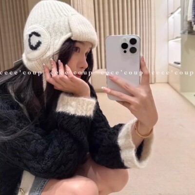 FW保暖护耳显脸小针织帽冷帽