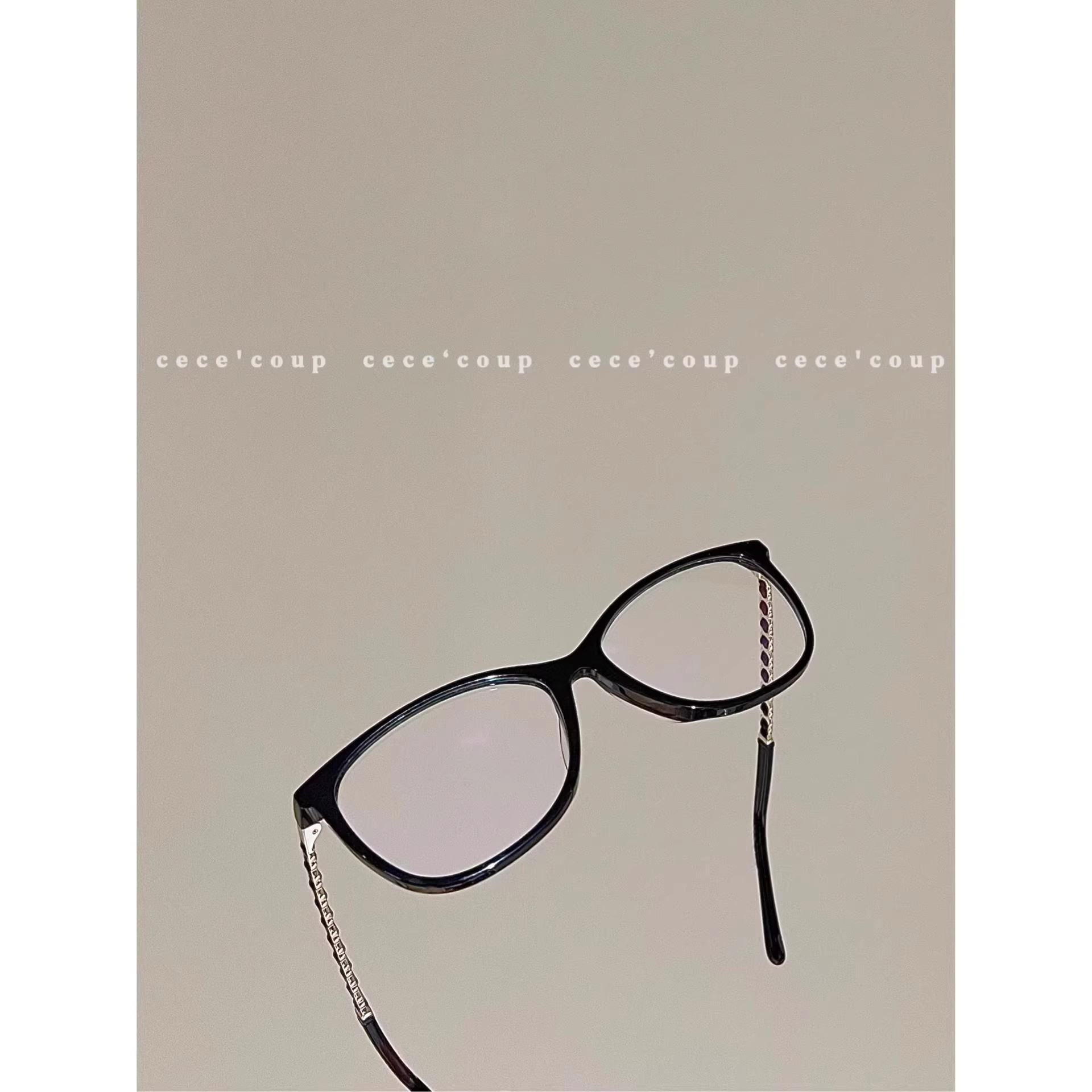 巨好看!爆款强推!限时下架!闭眼入!logo镜腿羊皮链条平光眼镜