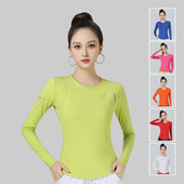 显瘦跳操跑步训练健身上衣 运动速干T恤新款 秋冬广场舞服装 女长袖