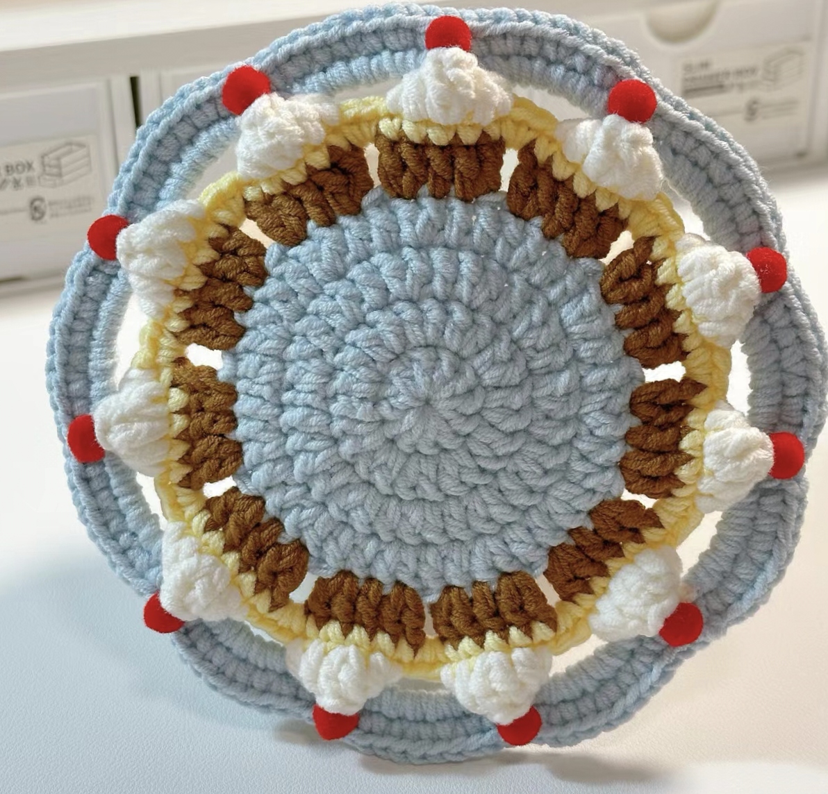 小妮子手作～成品ins风手工钩织奶油杯垫 节日礼物 送朋友 老师