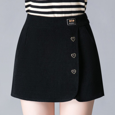 秋冬灯芯绒裙裤弹力松紧腰大码百搭宽松显瘦胖MM外穿加厚打底热裤