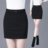 显瘦外穿打底短裤 修身 裙一步裙 黑色包臀半身裙弹力高腰加大码 秋款
