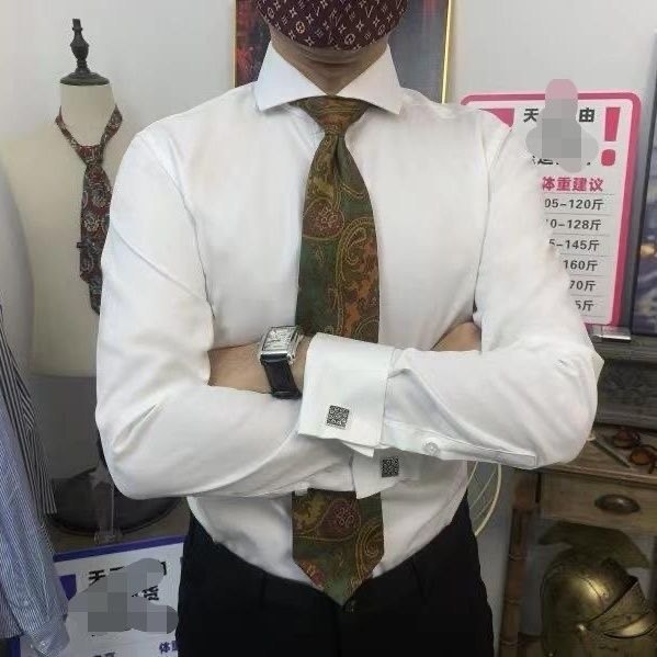 正品温莎一字领法式袖扣男士长袖衬衫
