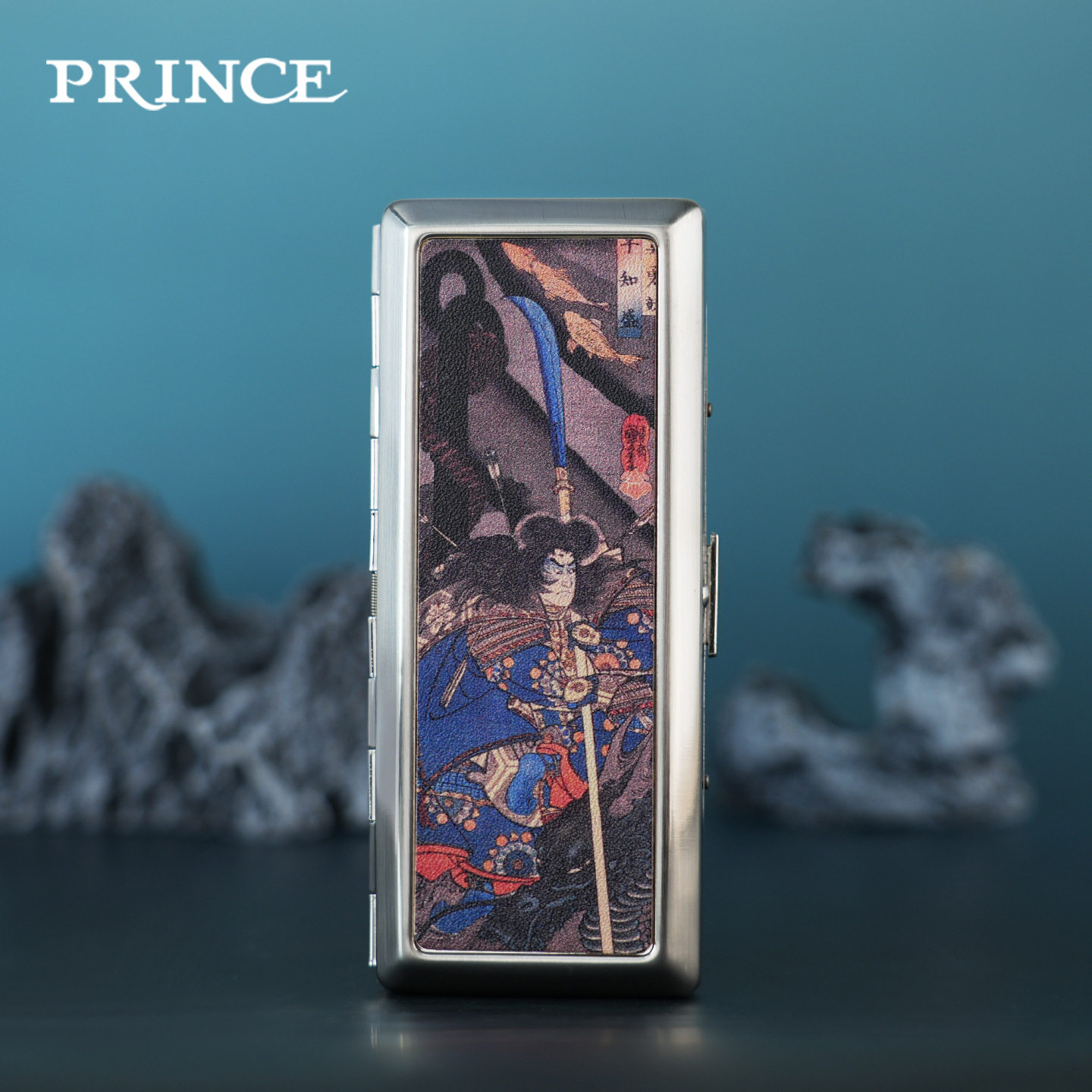 prince王子烟盒武士真皮烟夹防压防潮便携收纳14支细烟创意送礼