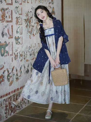 春夏新中式法门寺汉服吊带裙套装