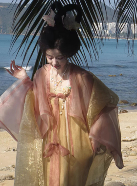 新款【娥黄柳】复原唐制法门寺披衫飘逸一片式齐胸襦裙汉服女春夏