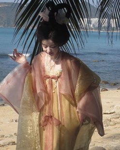 新款【娥黄柳】复原唐制法门寺披衫飘逸一片式齐胸襦裙汉服女春夏