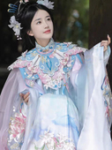 套装 原创汉服女琉璃百合明制重工刺绣云肩长衫 立领马面裙春秋新款