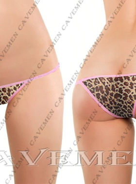 低腰性感半包臀女豹纹三角裤粉边可爱少女透气内裤女狂野紧身裤头