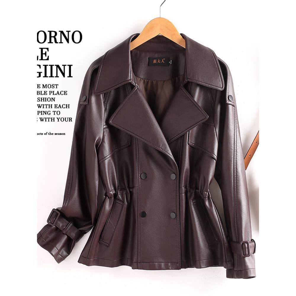 海宁真皮皮衣女短风衣2025秋冬新款小个子收腰显瘦绵羊皮夹克外套,女装/女士精品,皮衣,淘宝优惠券,粉丝福利购,淘宝优惠卷