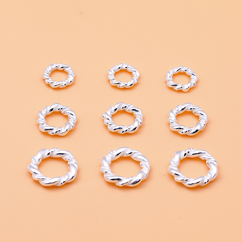 s925纯银饰品diy配件 麻花圈 螺旋圈 闭口圈  隔片 手工串珠材料