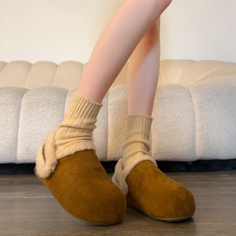 秋冬两穿勃肯鞋包头毛毛拖鞋女外穿2025新款厚底加绒丑萌棉1123u