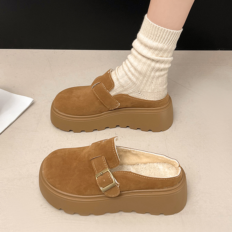 厚底增高勃肯鞋包头拖鞋外穿2025新款加保暖毛毛1201k