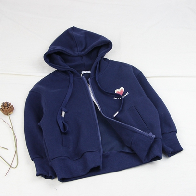 80032带帽外套童装秋款女童爱心拉链衫中童