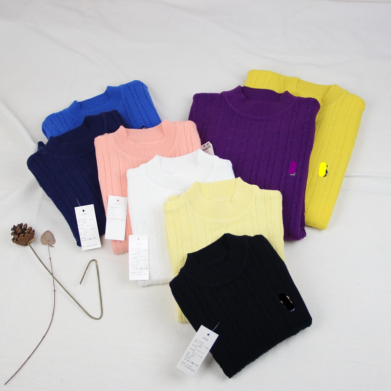 高低领毛衣童装秋冬款男女童卡通针织衫套头衫中大童