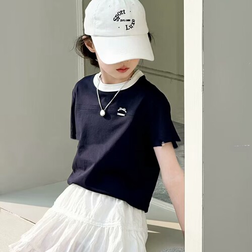 5962童家短款短袖T恤衫童装夏款女童辣妹体恤中大童
