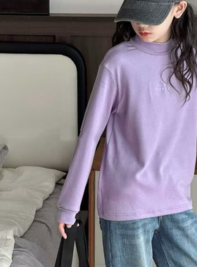 53716牛家澳绒长袖T恤衫童装秋冬款女童保暖体恤中大童