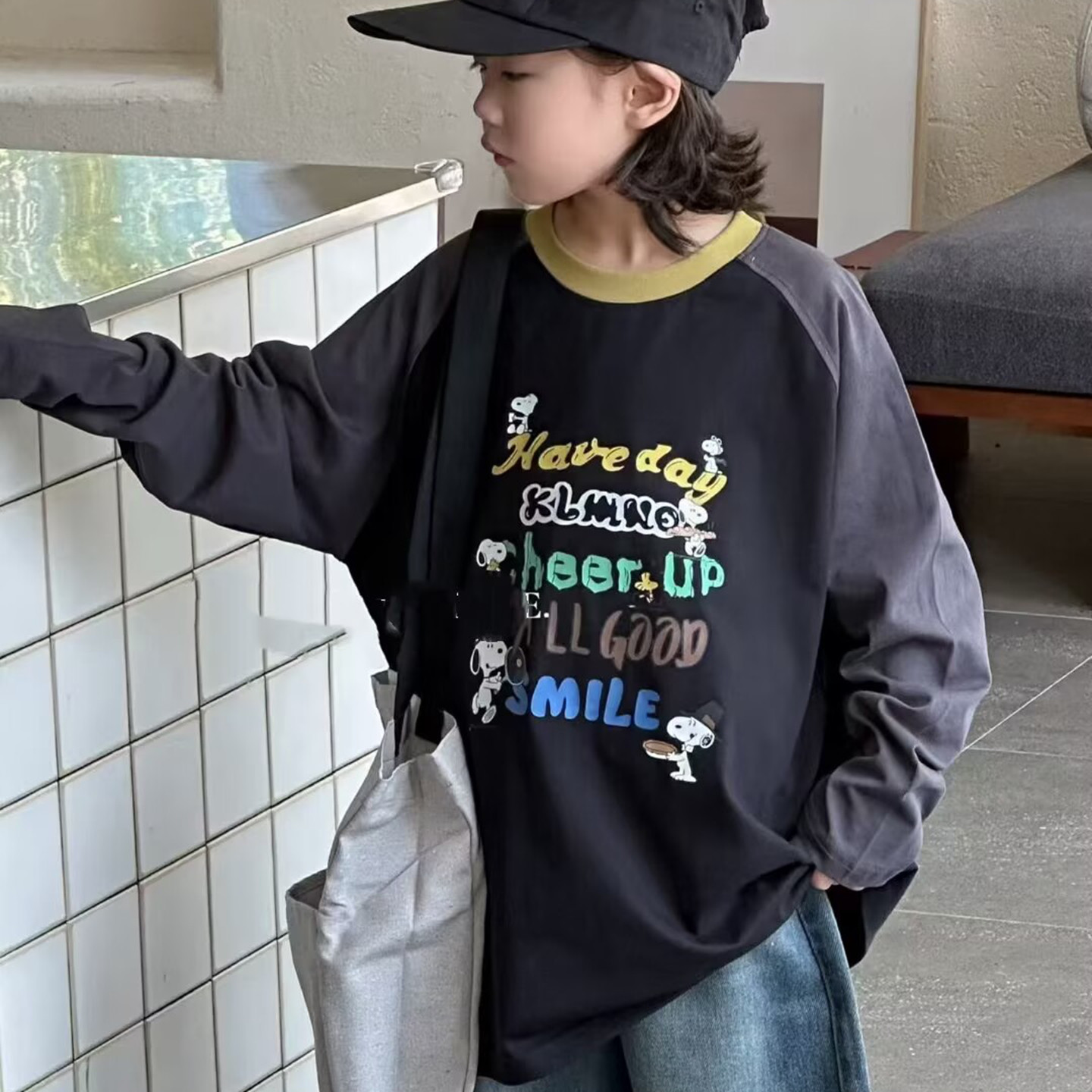 9559童家长袖T恤衫童装春款男女童休闲体恤中大童