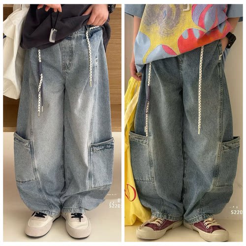 5220爱家牛仔裤工装裤童装秋款男女童休闲裤长裤大童