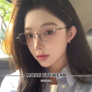 新款 小方形钛合金素颜平光眼镜架女ATOMIC GM浅蓝色墨镜男何穗同款