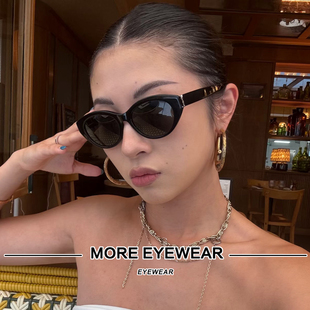 ROSE同款 太阳眼镜复古黑色小框椭圆形显脸小板材高级感墨镜女M148