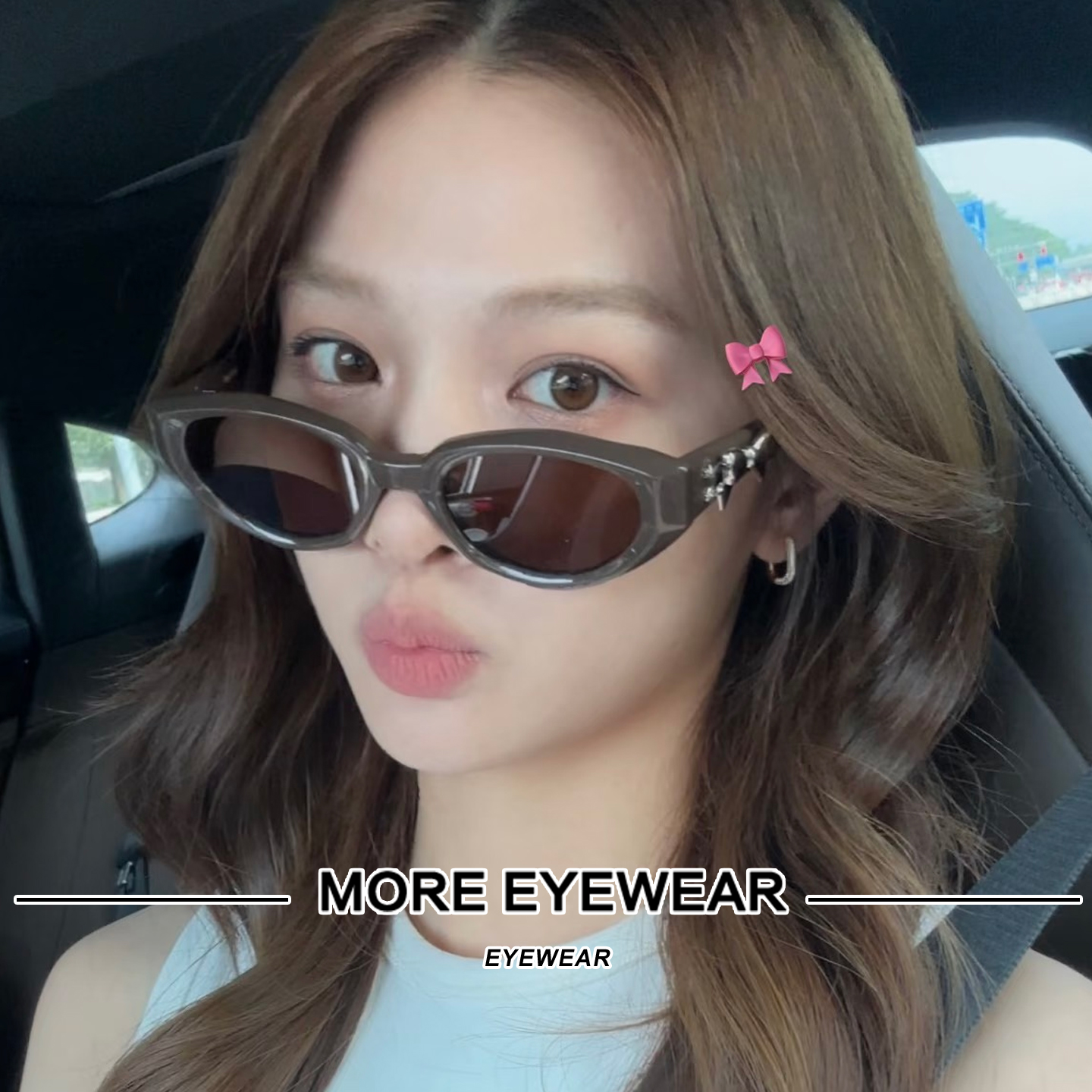 Jennie联名款防嗮猫眼时尚墨镜