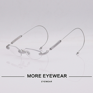 2025新款 银色高级感纯钛镜架男MM219 GM无框眼镜女檀次健直播同款